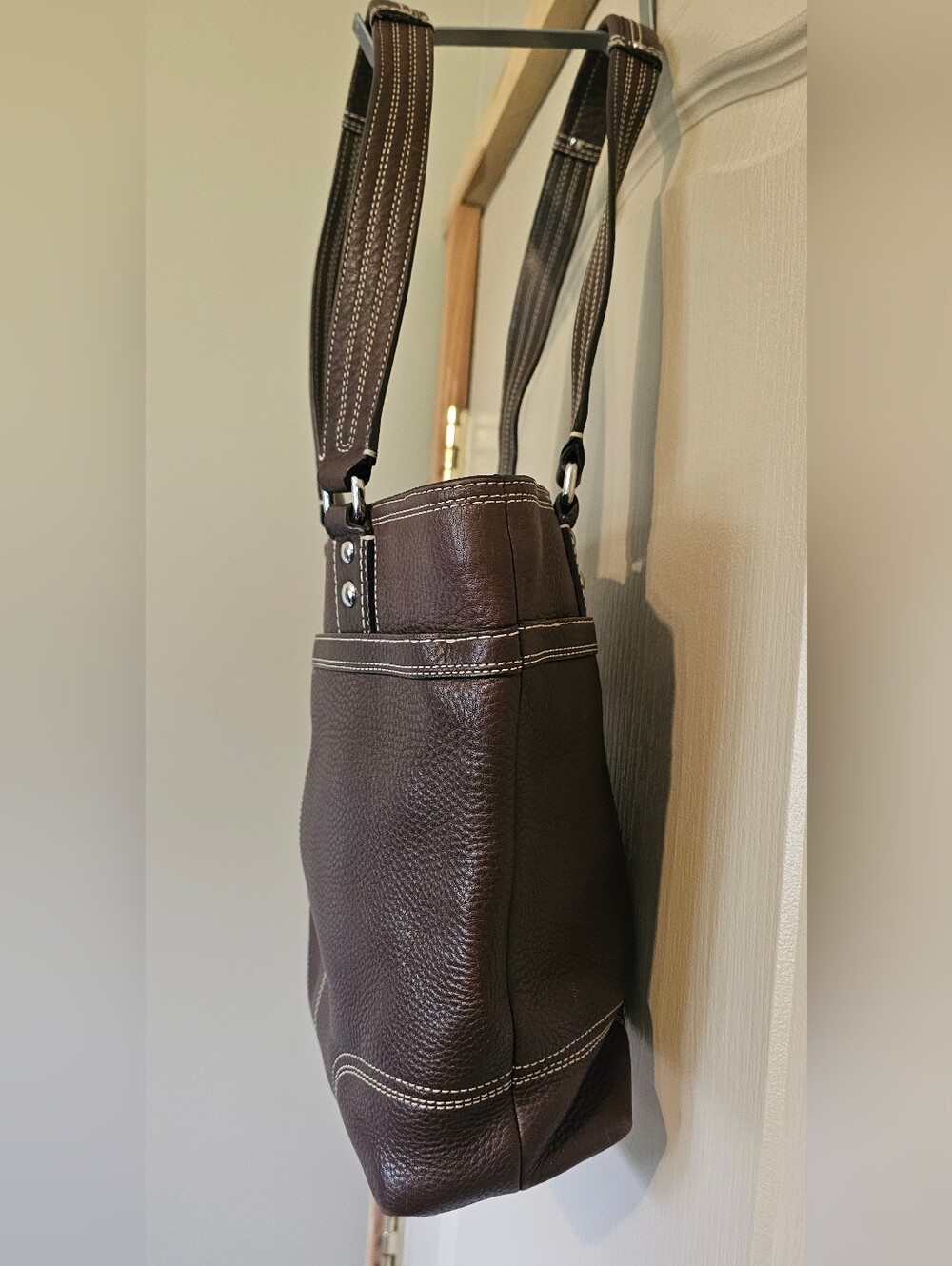 Vintage Coach Hamilton Hampton Legacy Shoulder Tote Dark Brown Pebbled Leather - Picture 5 of 13